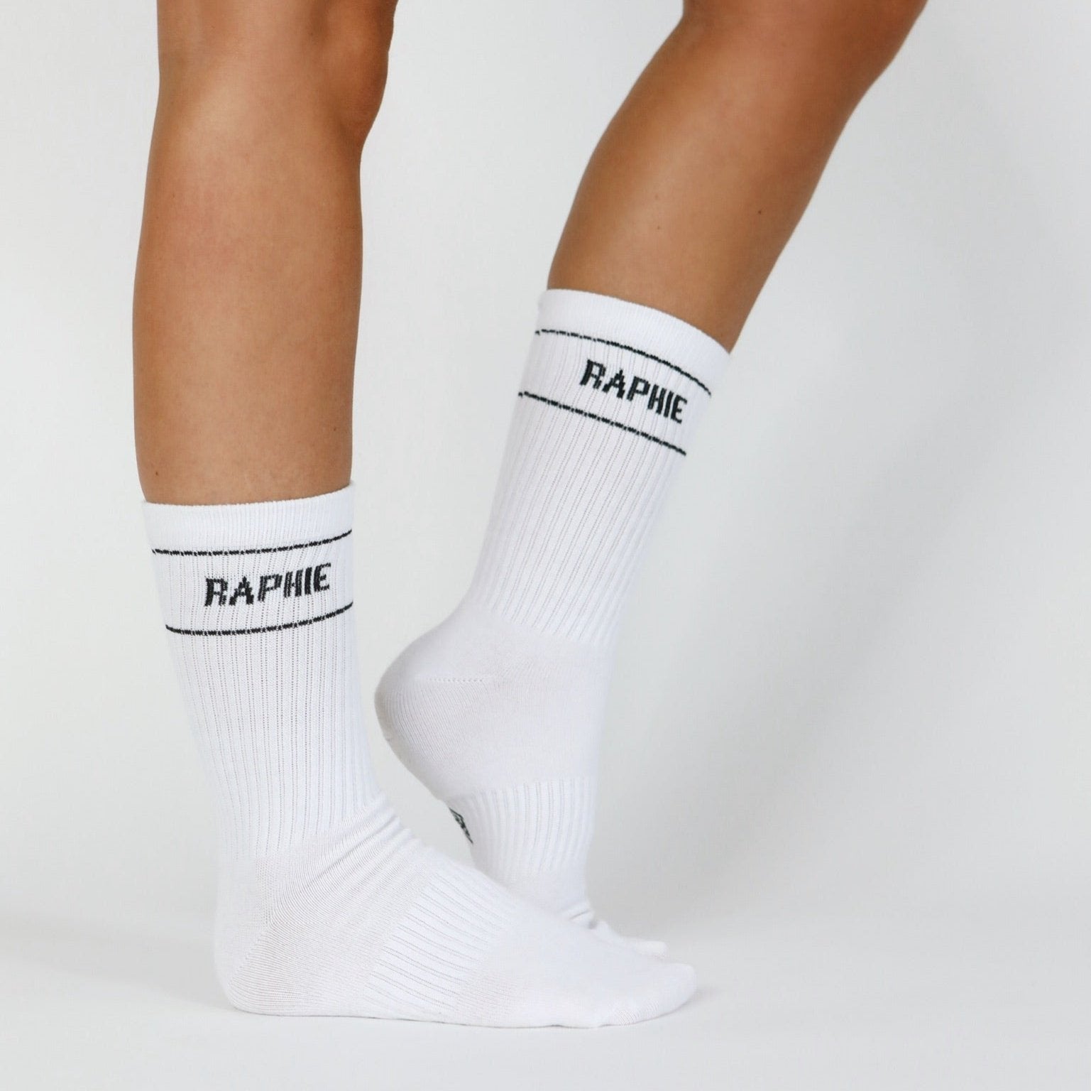 Womens, unisex Ribbed crew sock, white fashion sock, sport ankle sock, Raphie.Co sock, The O.G sock